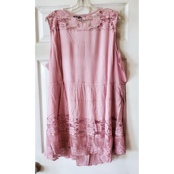 DENIM 24/7 WOMENS SLEEVELESS LACE BLOUSE BUTTON DOWN SHIRT SIZE 24W NWT - Picture 7 of 7